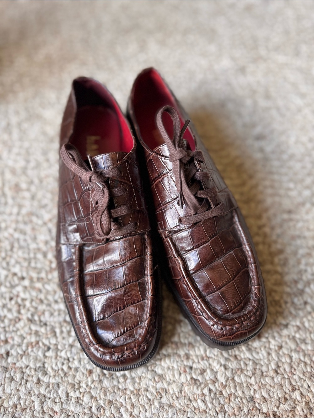 Vintage Ralph Lauren Crocodile Brown Leather Shoes.